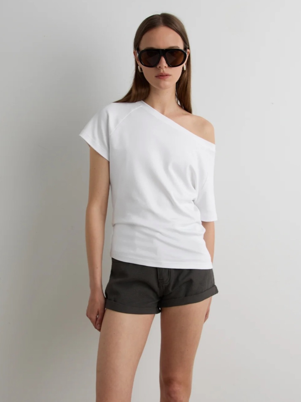 Relaxed Fit Off the Shoulder T Shirt